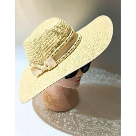 BTB Los Angeles Women's Cassie Rope Studded Hat in Natural Size L (MSRP $138) - Picture 2 of 6